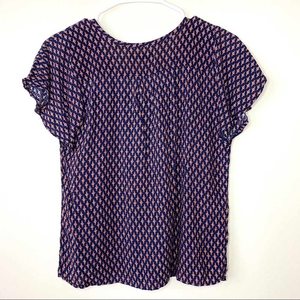 New Pull & Bear Blue Patterned Blouse, Size M - image 3